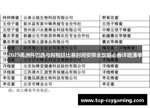 2025美洲杯巴西与阿根廷比赛时间安排全攻略必看详细清单
